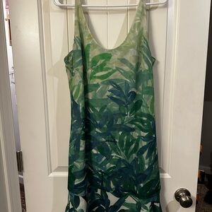 Green and Blue Leaf Print Dress Cabi size Medium